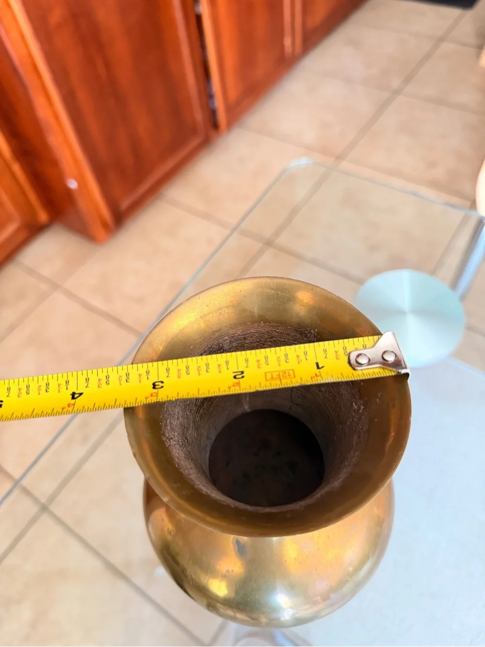 Vintage Brass Tripod Vase Flared Neck Mid Century Modern 7.5”